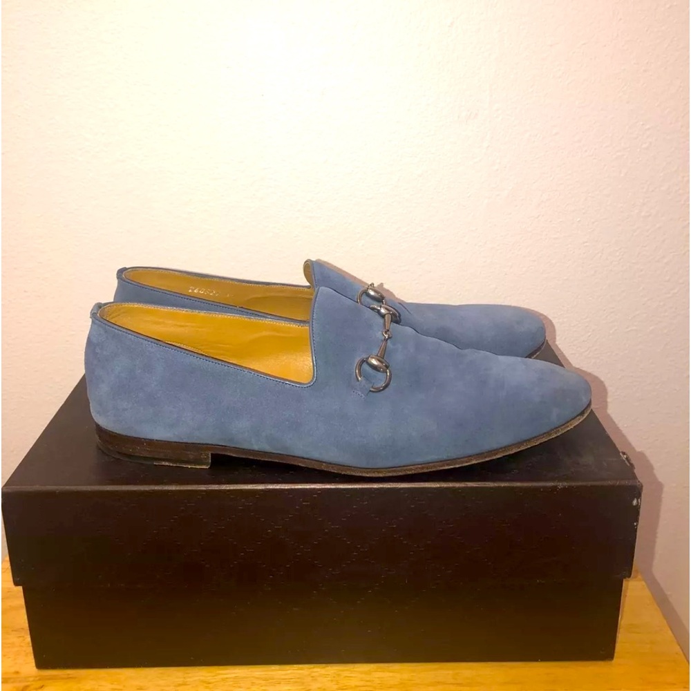 Men’s Gucci powder blue horse bit loafer size G11
